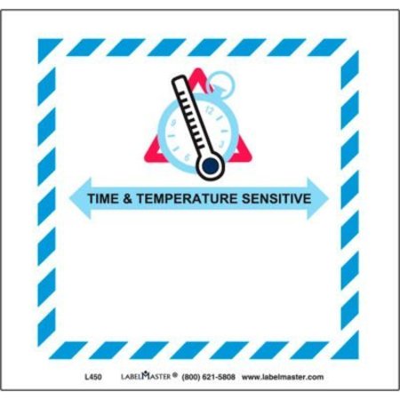 AMERICAN LABELMARK CO LabelMaster® Labels w/ "Time & Temperature Sensitive" Print, 4-3/4"L x 5"W, White, Roll of 500 L450